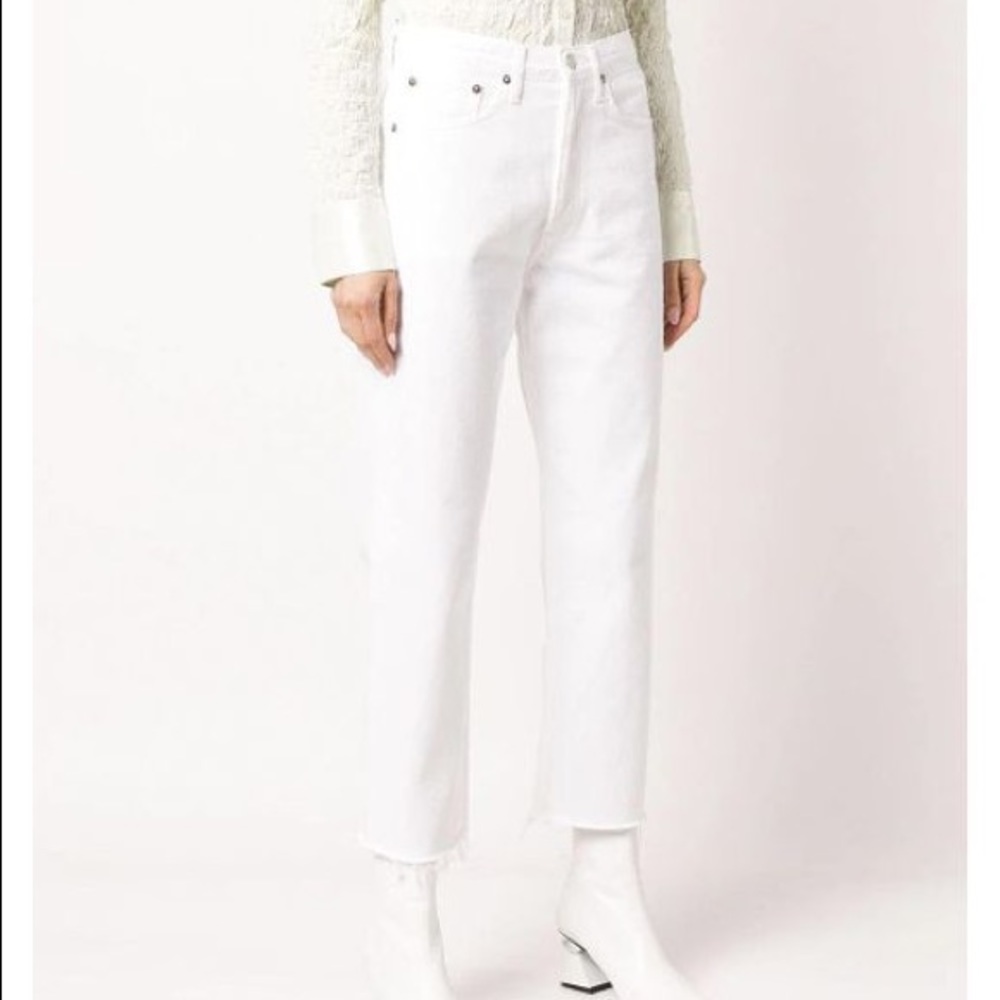 Agolde 90s white raw hem jeans